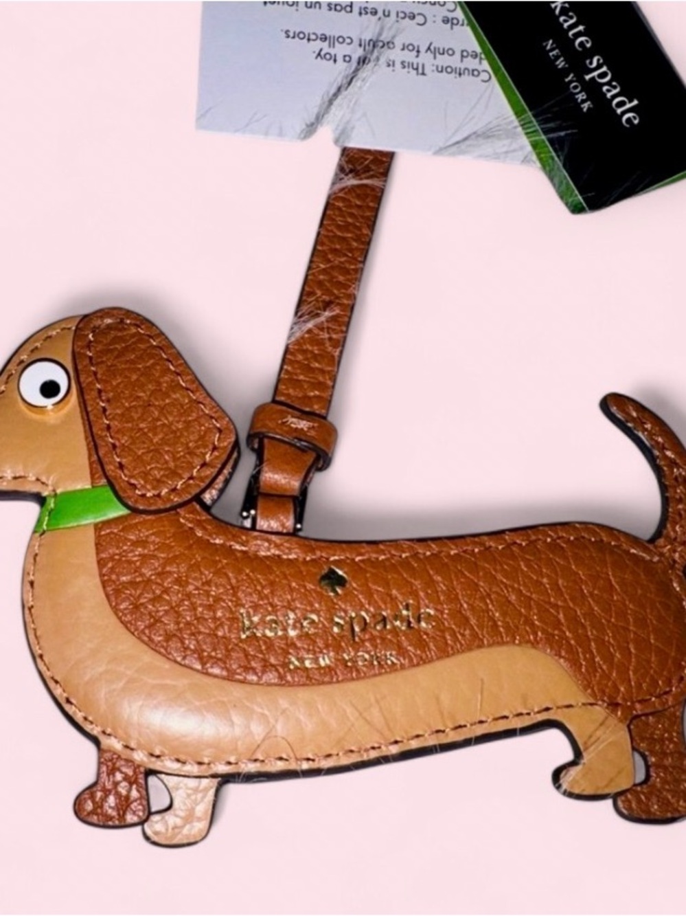 kate spade Brown & Green Dachshund Dog Luggage Tag